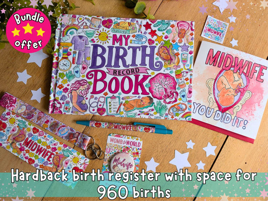Hardback birth register book with space for 960 births
