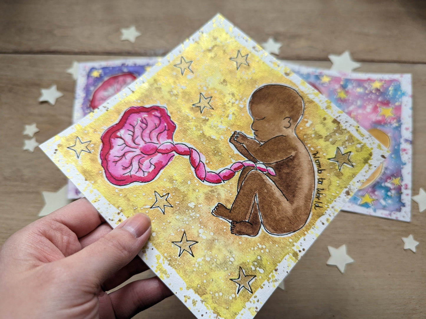 Fetus Placenta Art Original Womb Watercolour Painting | Picture for Pregnancy, Birth, New Mums and Midwife