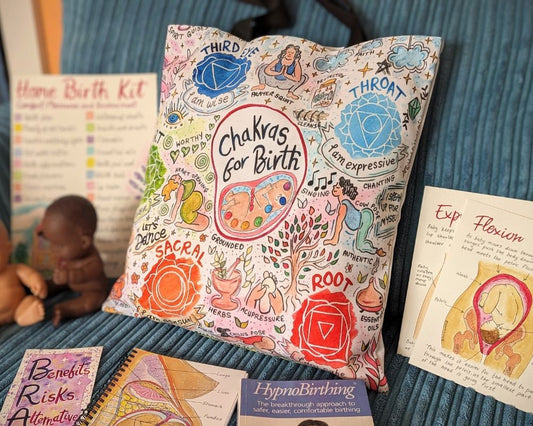 Chakras in Birth Canvas Tote Bag: Spiritual Pregnancy Doula Bag