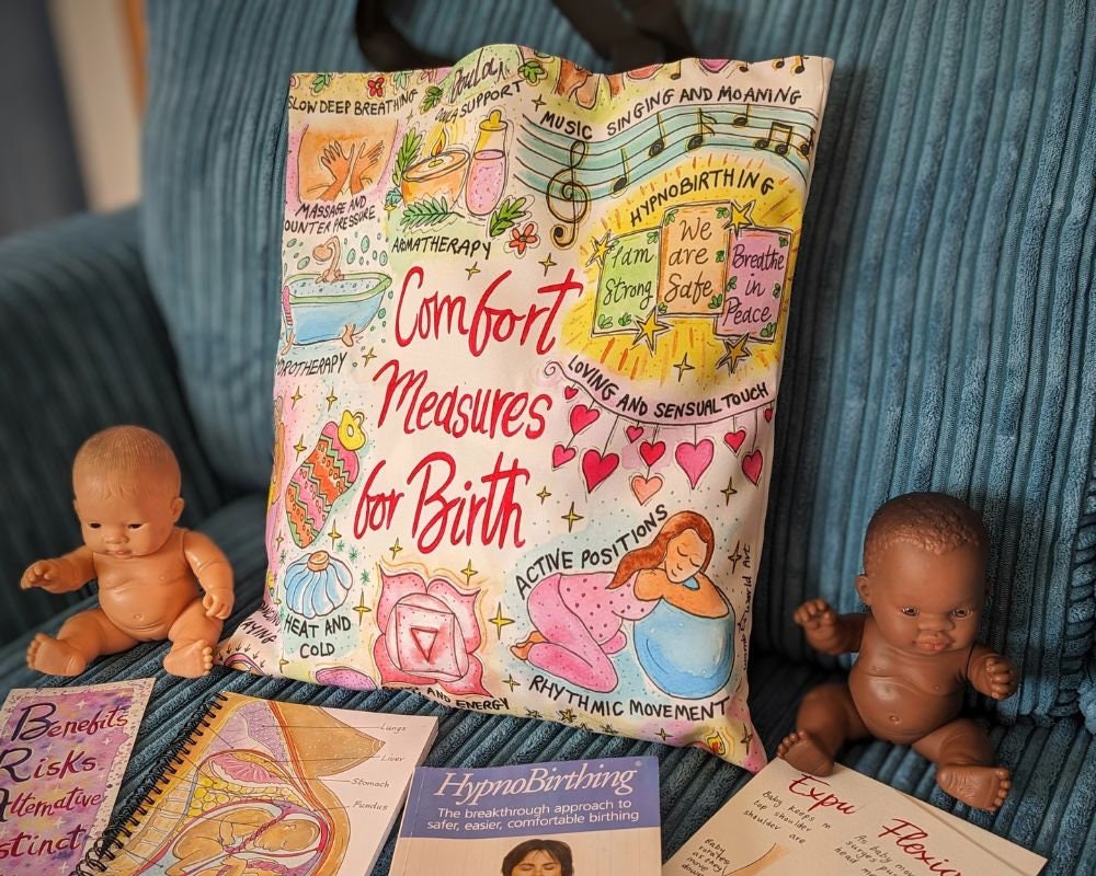 Comfort Measures for Birth Doula Tote Bag | Hypnobirthing Bag | Birth Bag | Antenatal Education Gift | Midwife Gift | Hospital Bag
