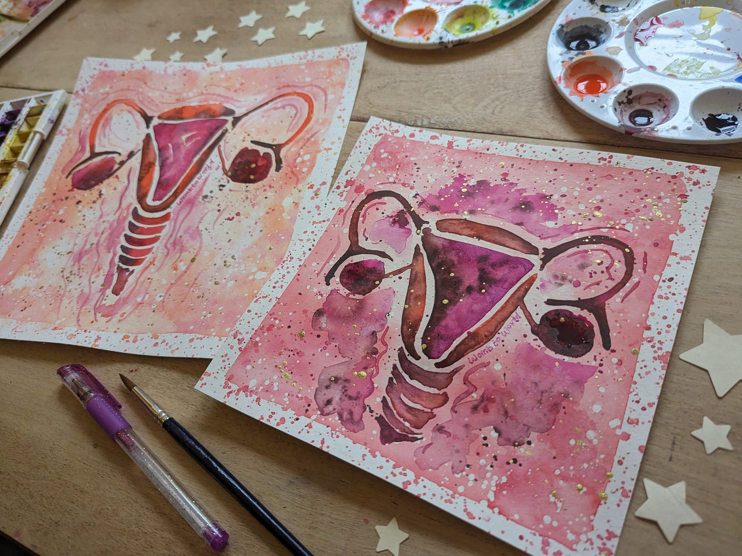 Uterus Womb Art Original 8" Watercolour Painting | Doula | Birthworker | Midwife | Fertility | Womb Healing