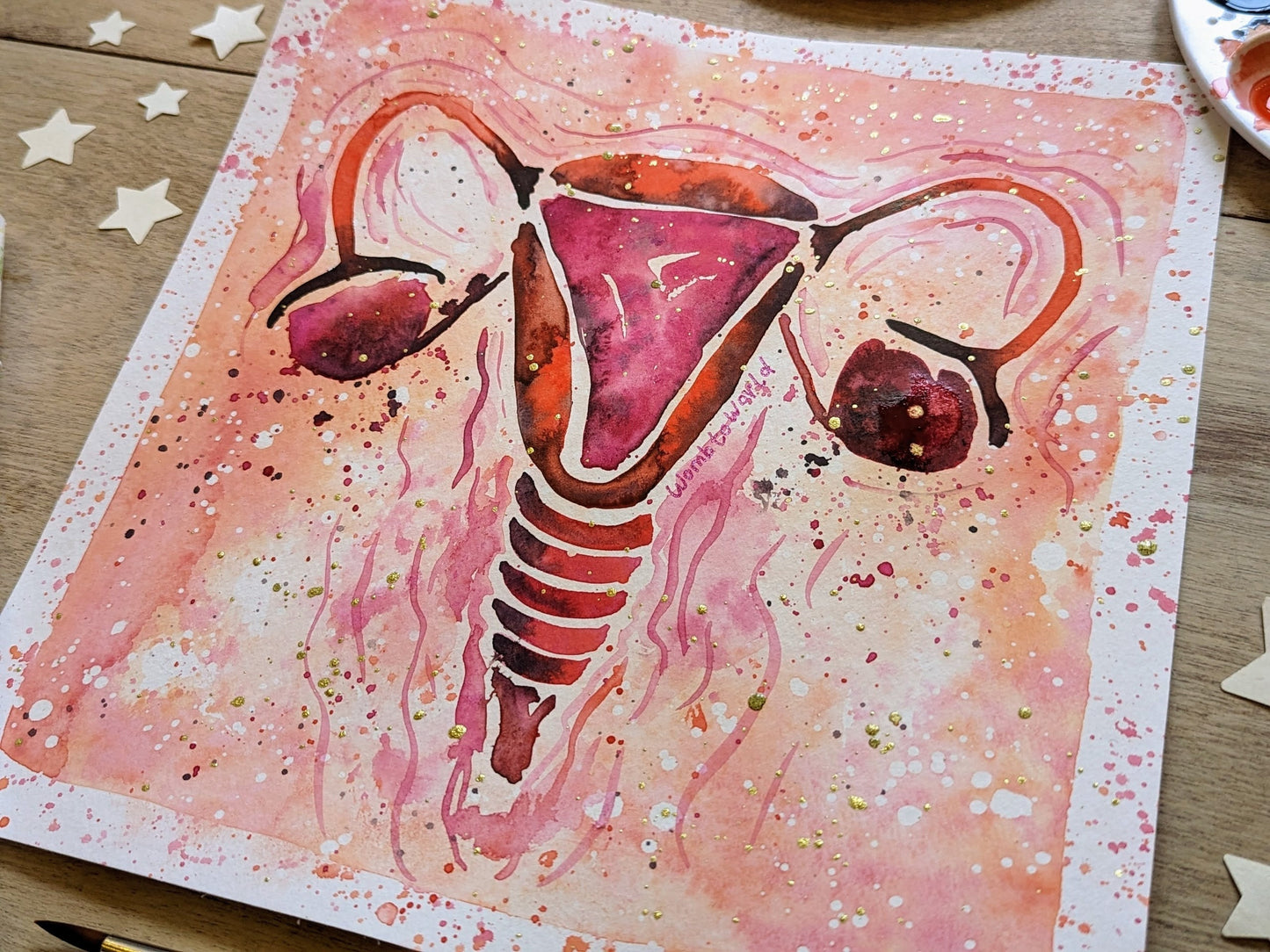 Uterus Womb Art Original 10" Watercolour Painting | Doula | Birthworker | Midwife | Fertility | Womb Healing