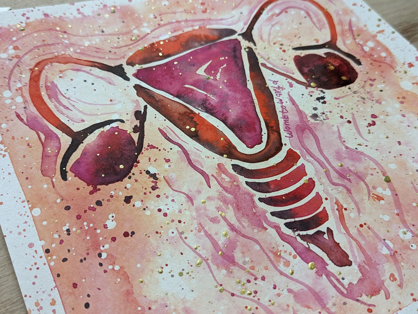 Uterus Womb Art Original 10" Watercolour Painting | Doula | Birthworker | Midwife | Fertility | Womb Healing