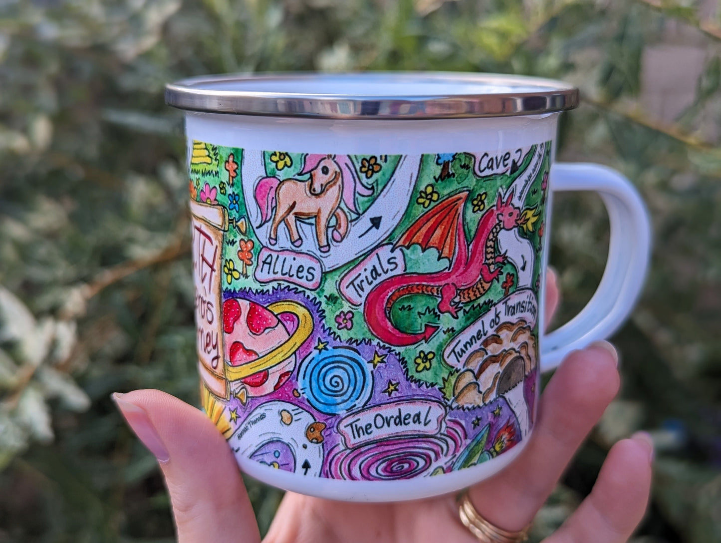 Hero's Birth Journey Enamel Midwife Mug | Sacred Birth | Doula Gift | Labour and Delivery | Pregnancy Mug | Birthkeeper | Hypnobirthing