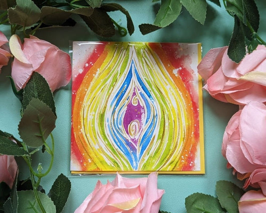 Rainbow Yoni Art Spiritual Pregnancy Greetings Cards | Spiritual Birth | Womb Healing | Motherhood | Birth Art | Sacred Intimacy Tantra