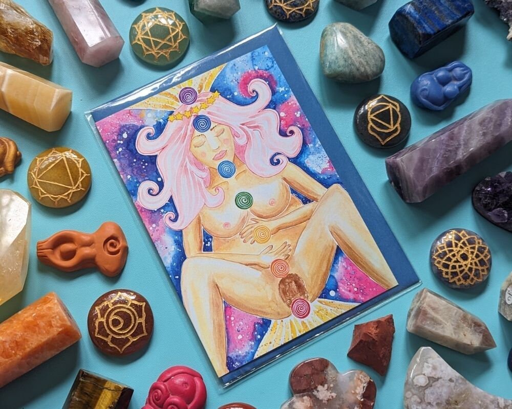 Chakras in Birth A6 Greetings Card | Spiritual Birth Doula | Student Midwife | New Mother | Birth Art | Pregnancy Cards