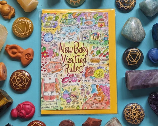 New Baby Visiting Rules Greetings Cards | New Mother Gift | Pregnancy Card | Antenatal Class Handouts