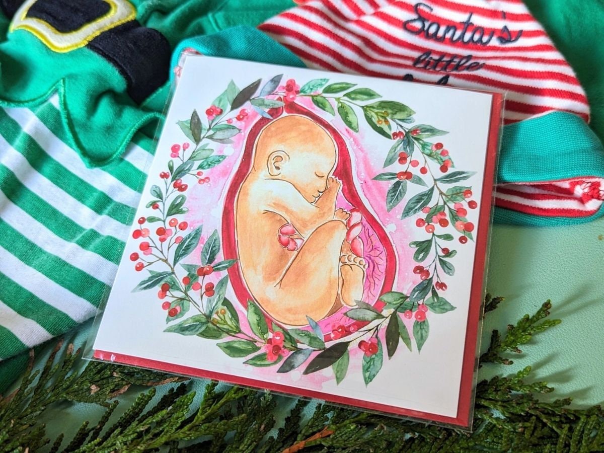 Pregnancy Christmas Card | Bump's First Christmas | Pregnancy Card | Antenatal Class Gifts | Doula Client Cards