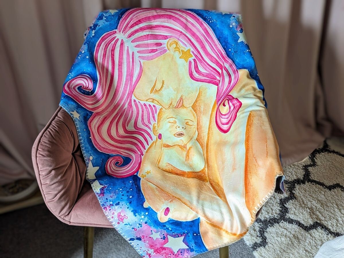 Newborn & Mother Fleece Blanket: Birthworker Doula Gift