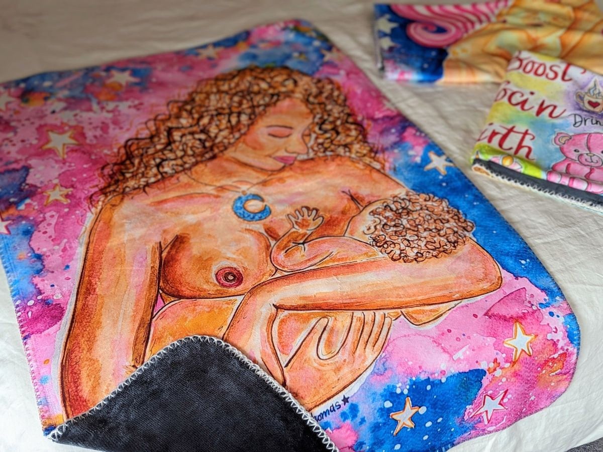Breastfeeding Mother Art Blanket: Polar Fleece Lactation Gift