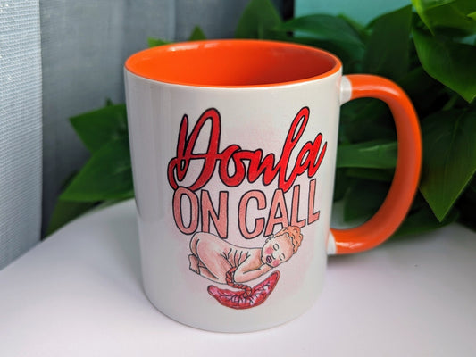 Doula On Call Mug: Birth Art Gift for Birthworker
