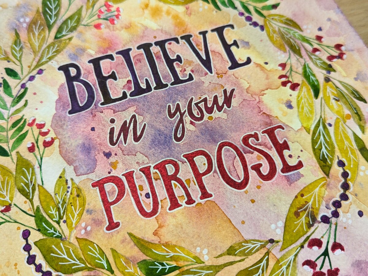 Believe Your Purpose Watercolour Affirmation Art | 9" Square Watercolour Painting
