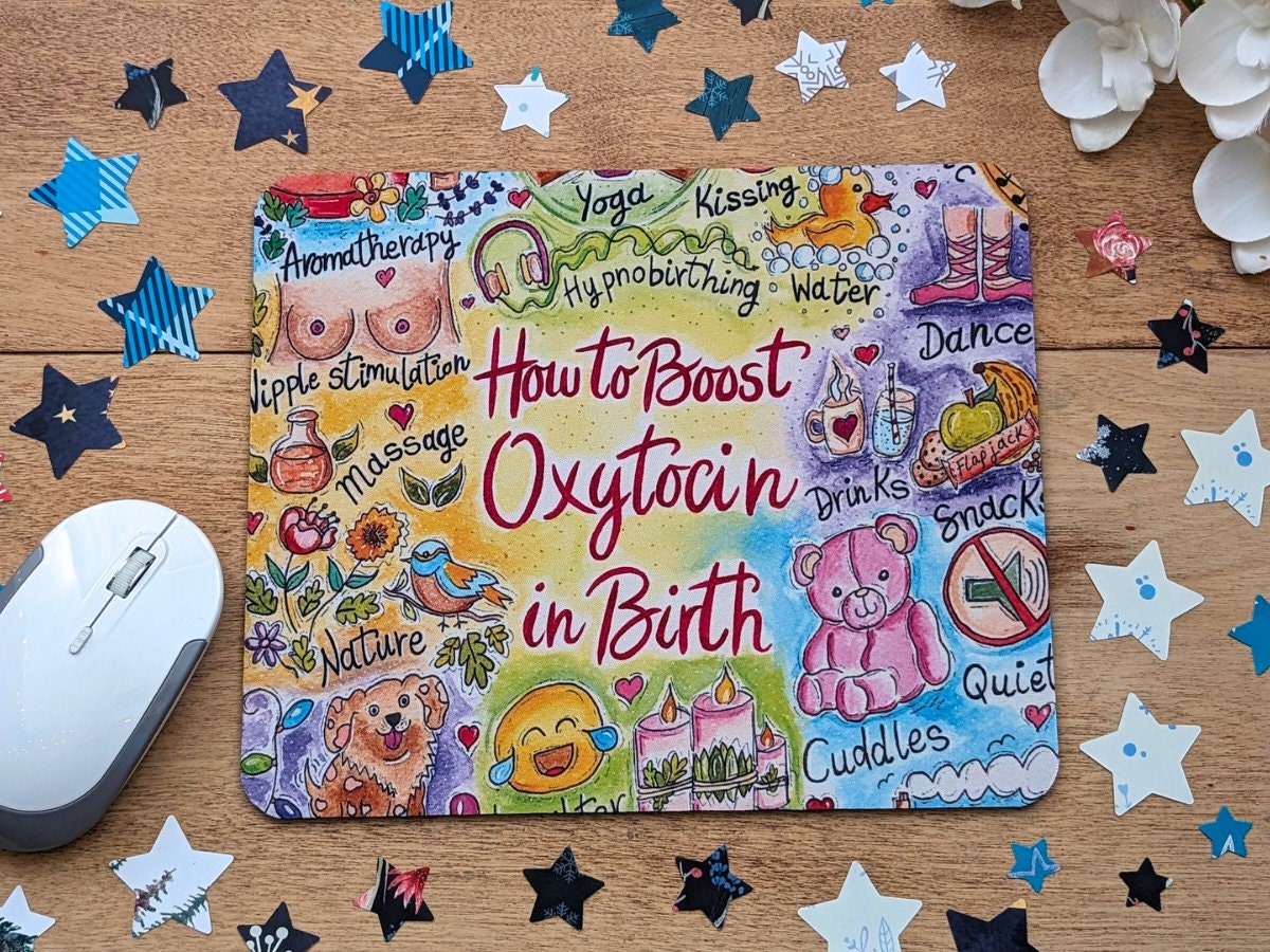 Antenatal Teacher Oxytocin Mouse Mat | Birth Education Desk Pad | Midwife to Be | Midwifery Gift | Doula | Birth Hormones