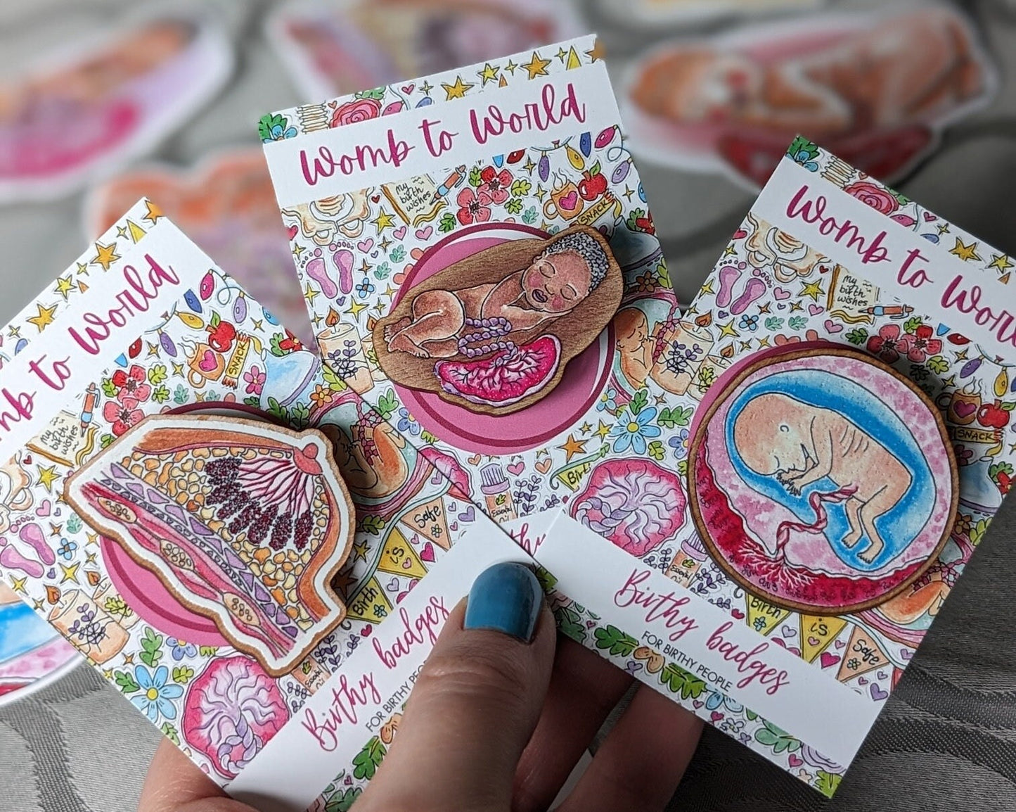 Birthy badges from Womb to World Art