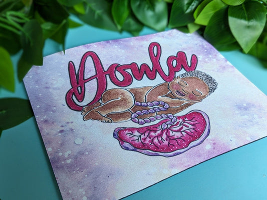 Doula Mouse Pad: Pregnancy Watercolor Artwork Desk Decor