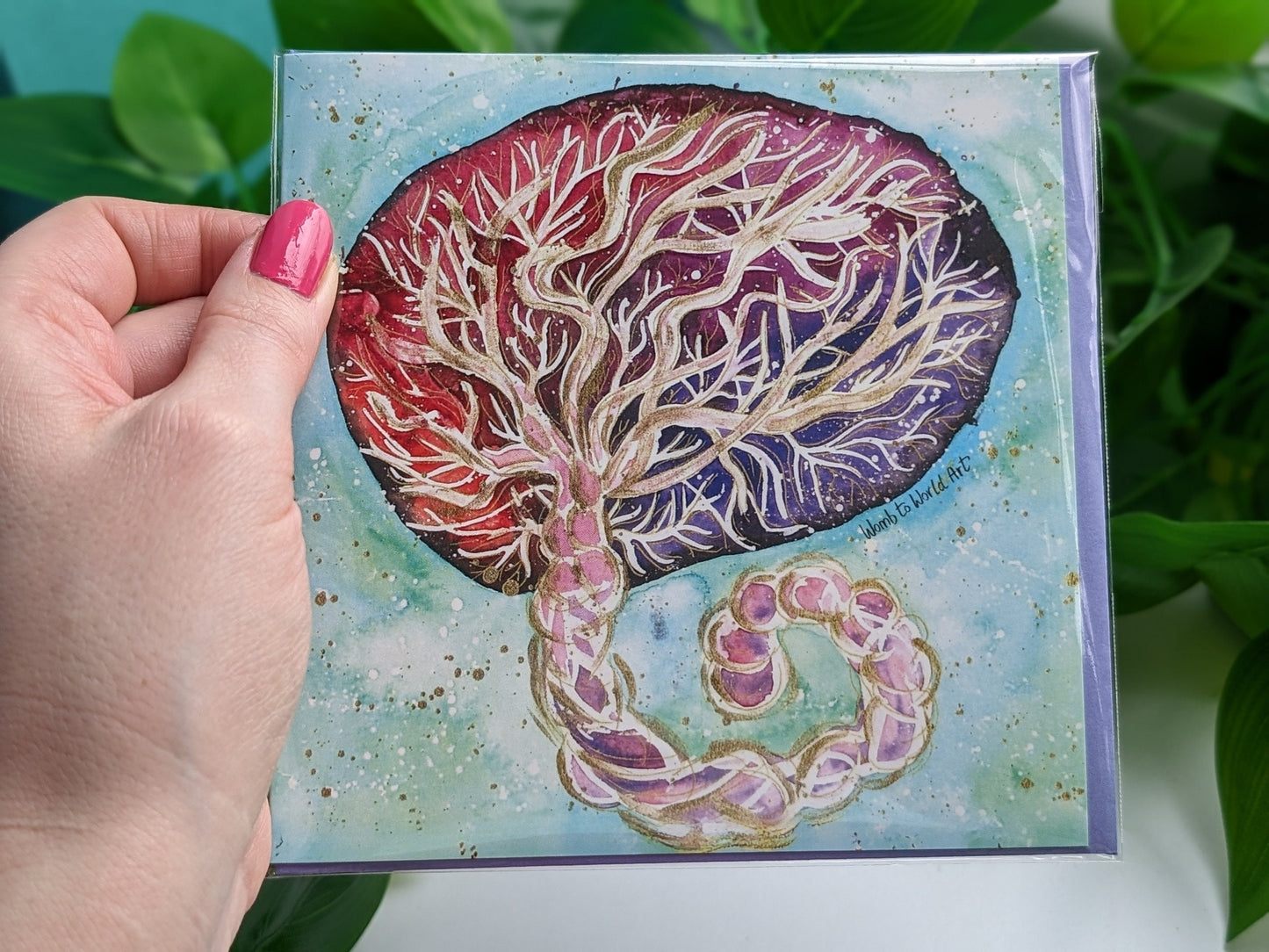 Painted Placenta Art Midwife Card