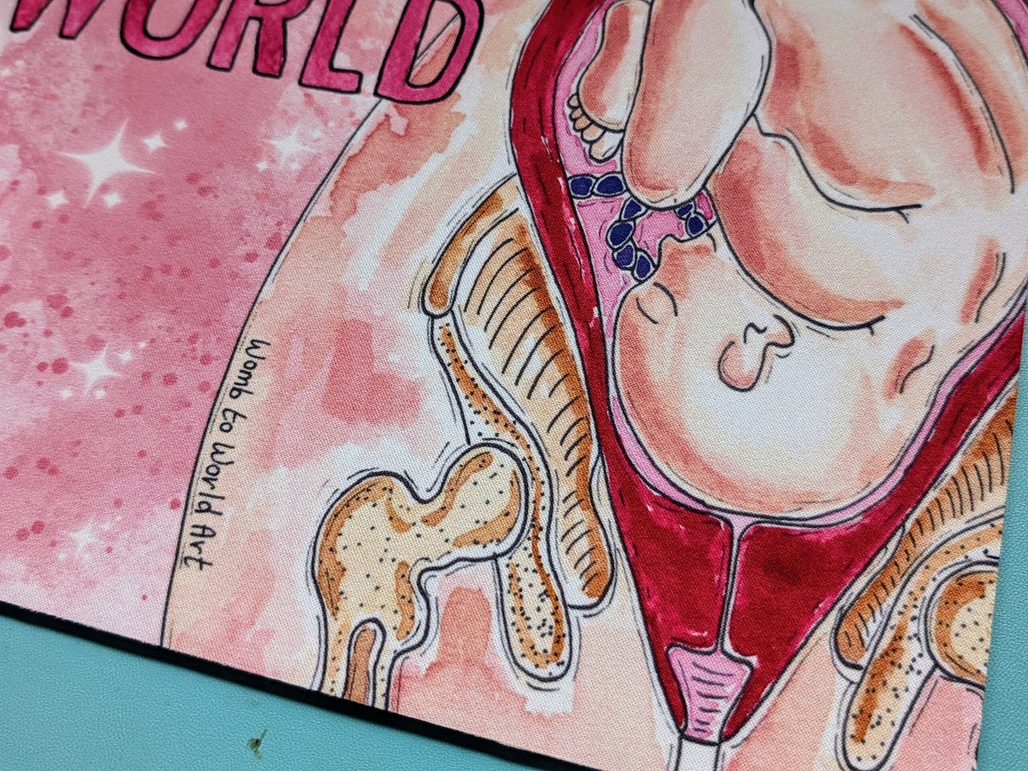 Womb to World Mouse Mat | Pregnancy Anatomy OB Desk Pad | Midwife to Be | Midwifery Gift | Doula | Baby in the Womb | OBGYN Gift