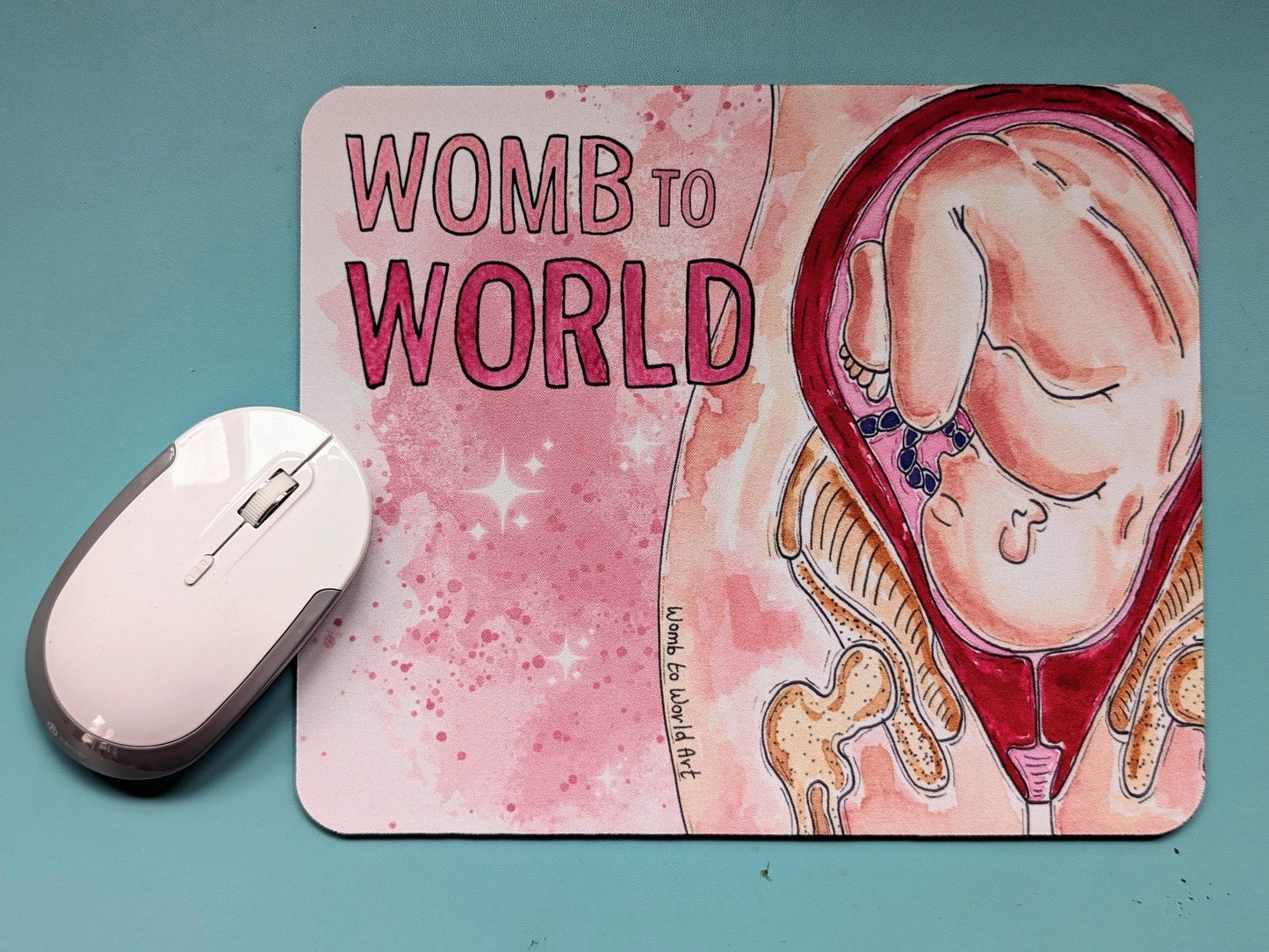 Womb to World Mouse Mat | Pregnancy Anatomy OB Desk Pad | Midwife to Be | Midwifery Gift | Doula | Baby in the Womb | OBGYN Gift