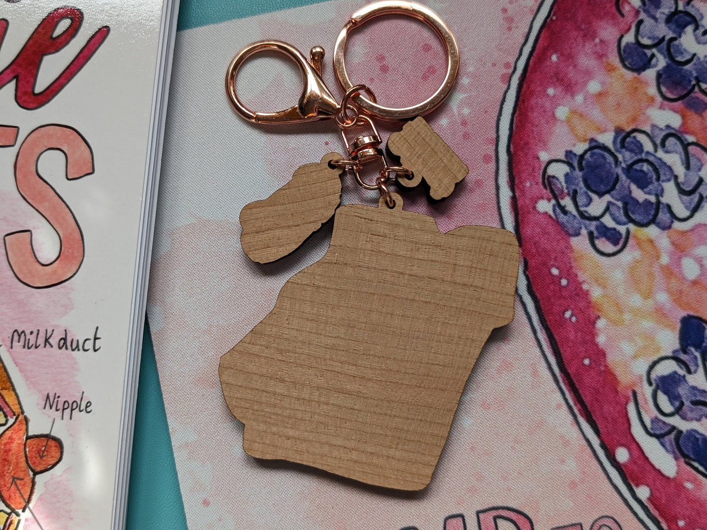 IBCLC Breast Anatomy Keyring | Lactation Consultant Gift Idea | Key Bag Charm | Breastfeeding Support Keychain