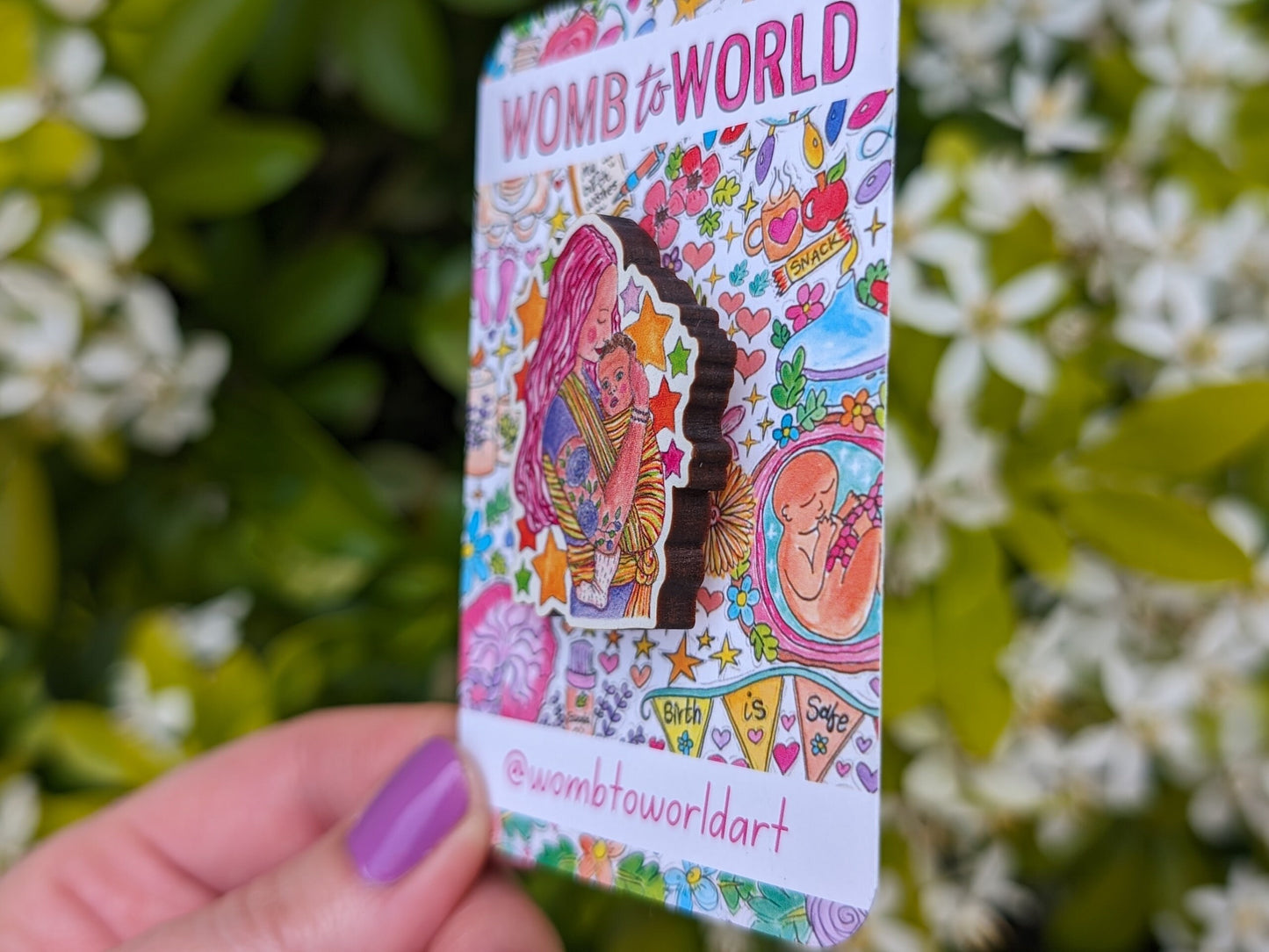 Babywearing Consultant Wooden Pin Badge: Sling Support Gift