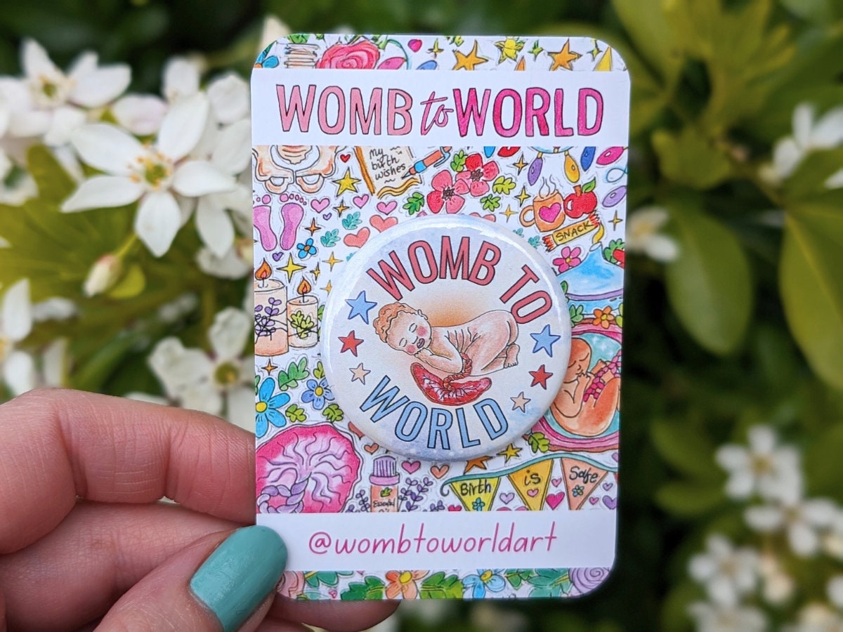 Birthworker Badge: Midwife Doula Metal Pin - Womb to World Art