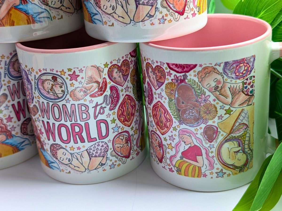 Womb to World Birth Art Midwife Mug