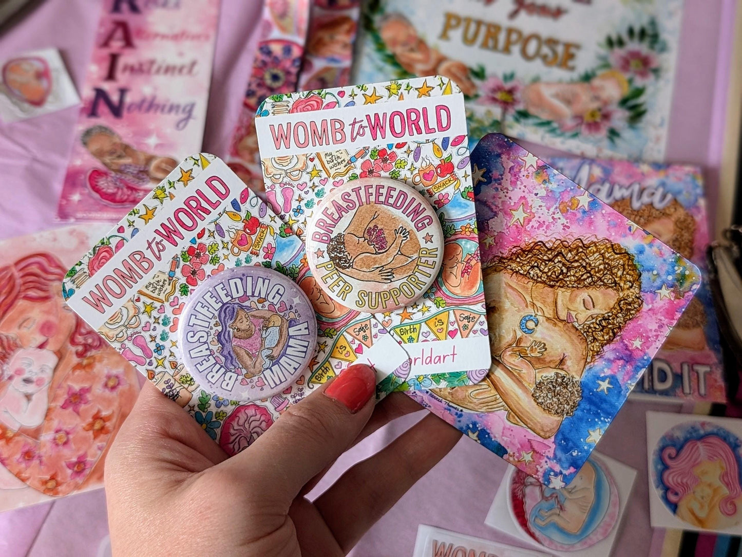 Breastfeeding Peer Supporter Metal Button Badge - Womb to World Art