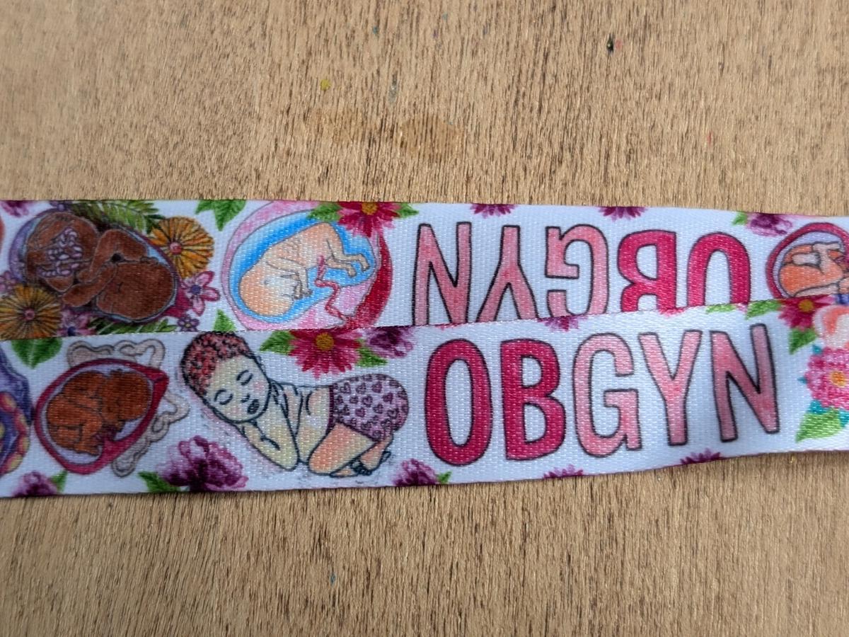 OBGYN Lanyard: Watercolor Birth Art Badge Holder OB-GYN