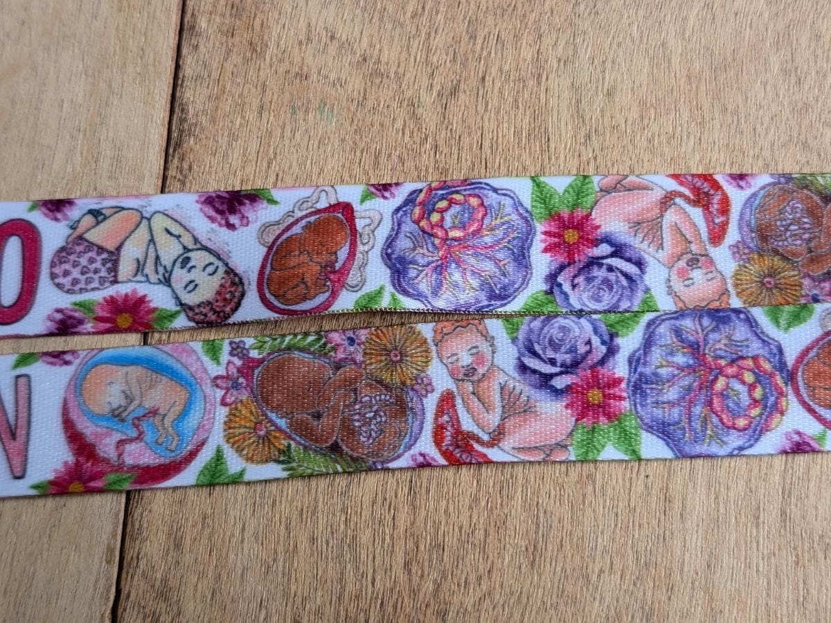 OBGYN Lanyard: Watercolor Birth Art Badge Holder OB-GYN
