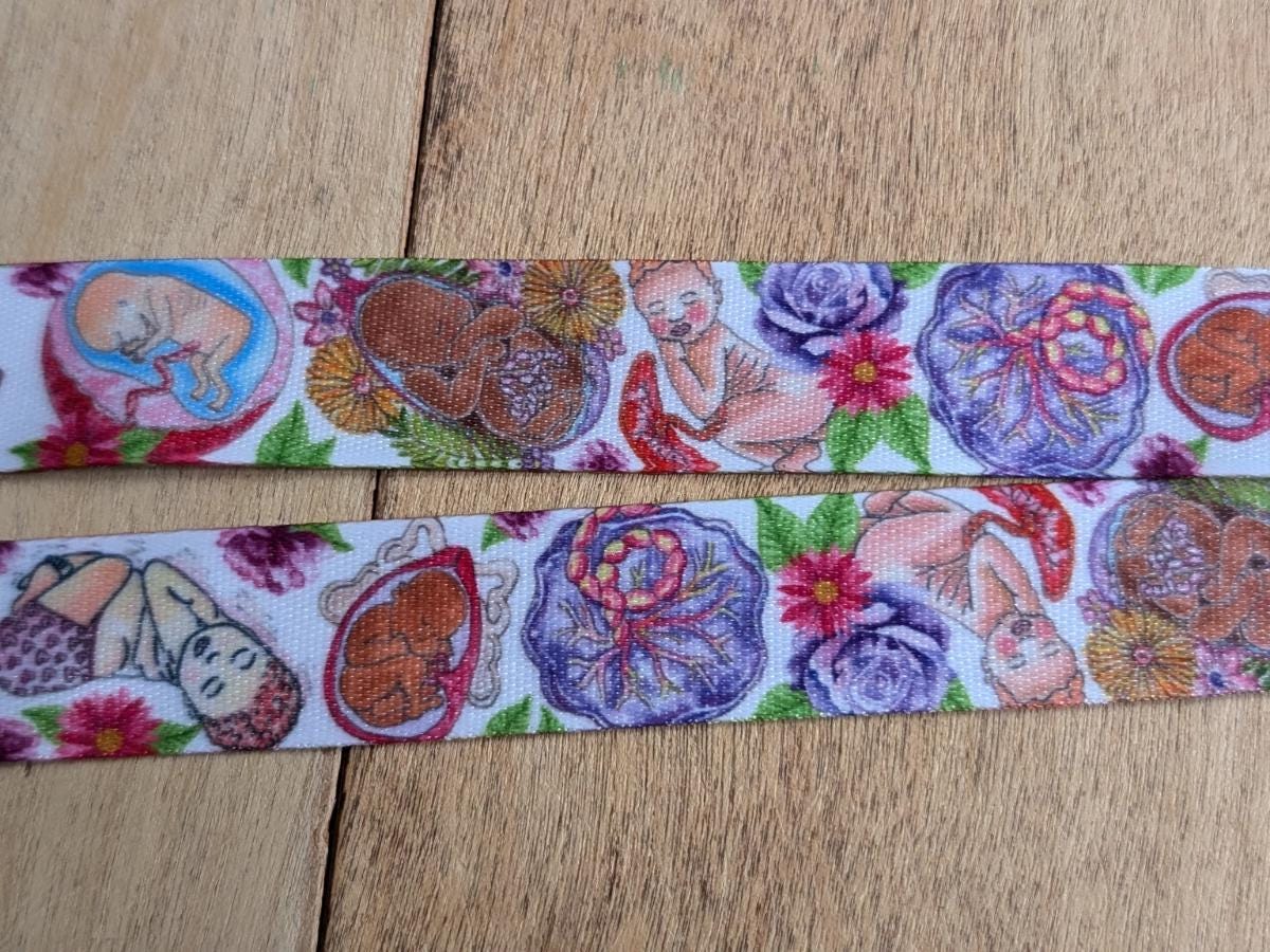 Doula Lanyard: Watercolor Birth Art ID Card Holder & Key Fob