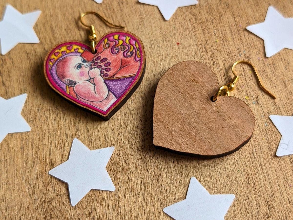 IBCLC Wooden Breastfeeding Earrings | Breastfeeding Peer Supporter | Counsellor | Breast Anatomy | Lactation Consultant Gifts