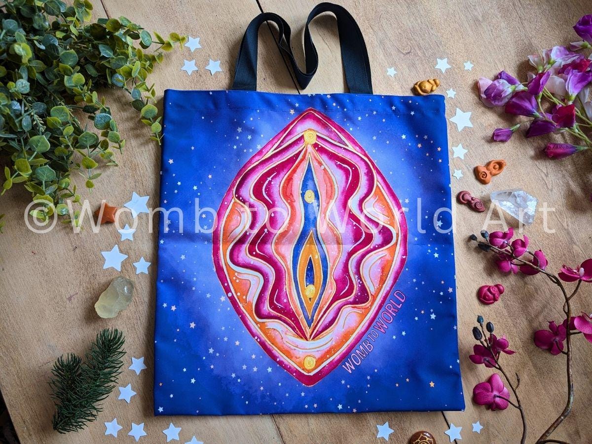 Yoni Art Tote Bag | Tantra | Doula Bag | Womb Healing | Birthkeeper | Midwife Gift | Feminist Art