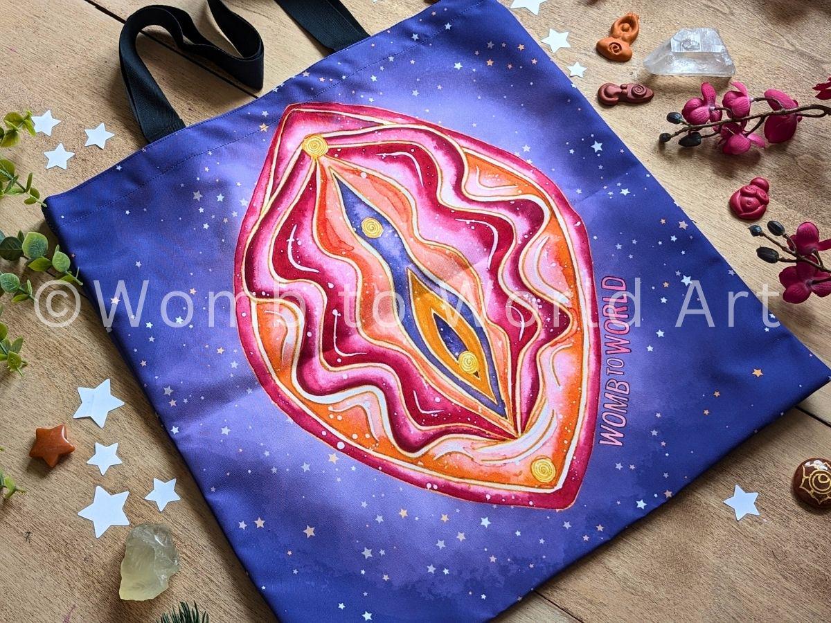 Yoni Art Tote Bag | Tantra | Doula Bag | Womb Healing | Birthkeeper | Midwife Gift | Feminist Art