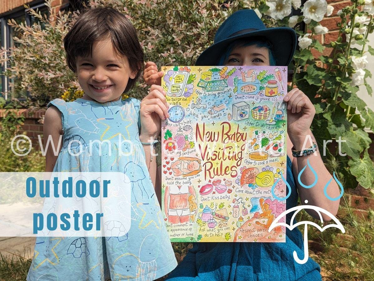 New Baby Visiting Rules Waterproof Outdoor Sign Poster