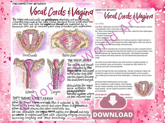 Vagina Vocal Cord Connection Diagrams: Antenatal Birth Education Handouts for Doulas and Hypnobirthing (PDF)