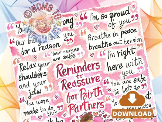 Birth Partner Affirmations Poster: Birth Education, Doula Print for Birth Partners Hypnobirthing (PDF Download)