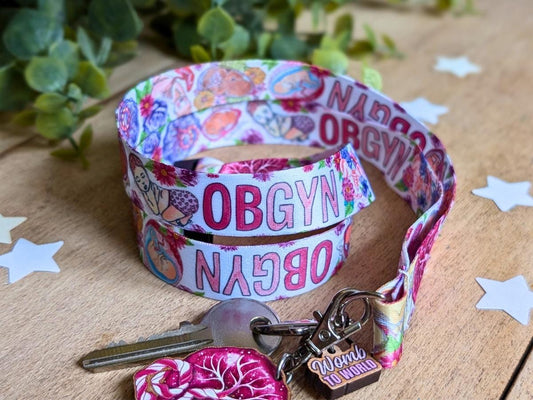 OBGYN Lanyard: Watercolor Birth Art Badge Holder OB-GYN