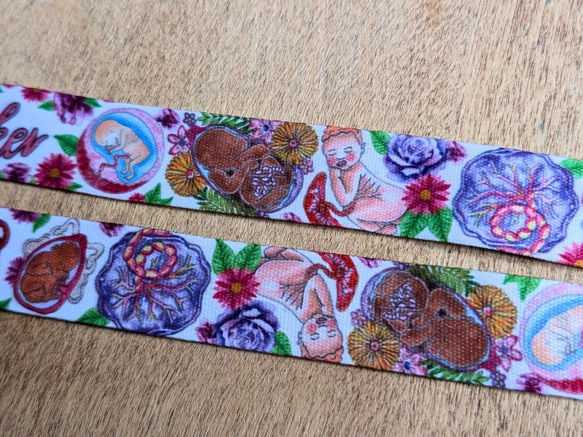 Birthworker Lanyard: Watercolor Art, Doula Gift, Birth Worker Badge Holder