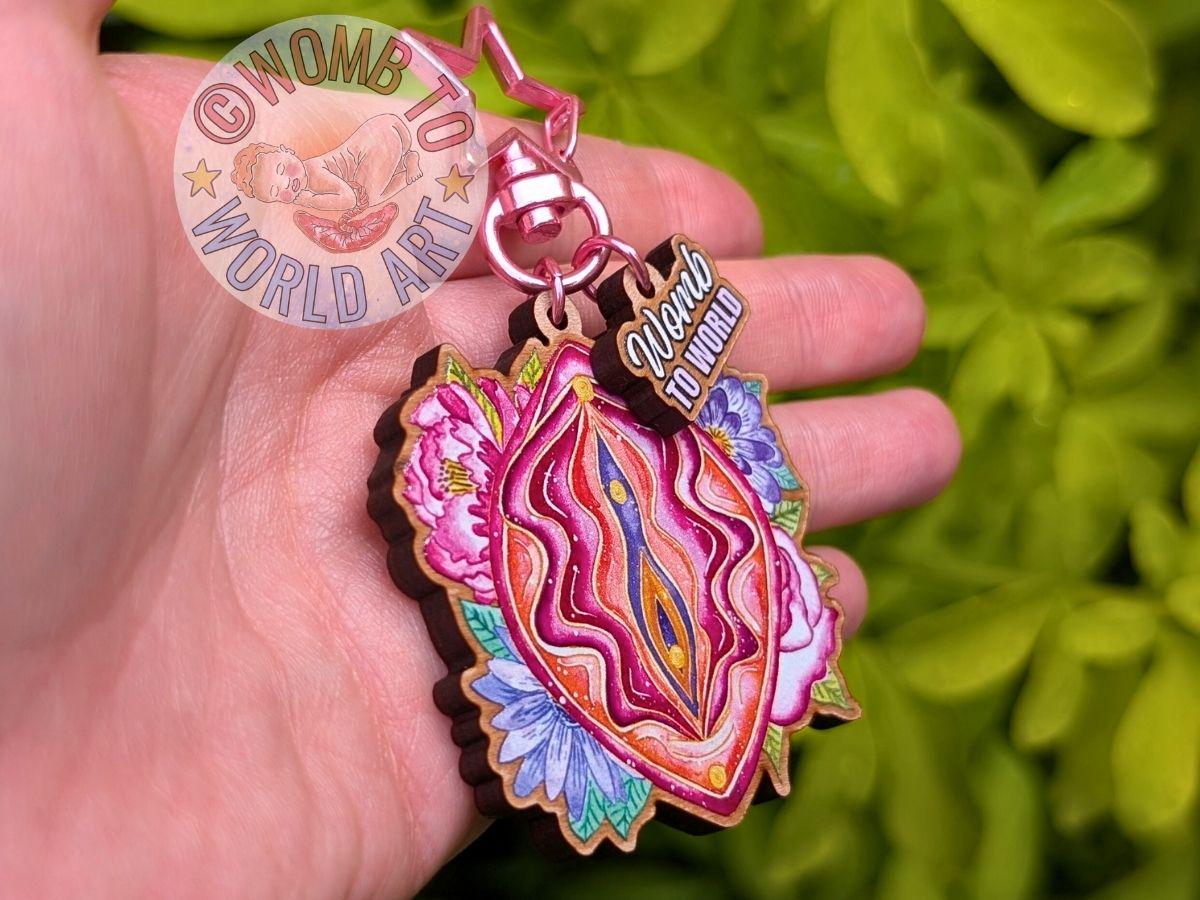 Yoni Art Keyring | Vulva Art Keychain | Womb Healing | Tantra Keyring | Divine Feminine | Motherhood Art | Bag Key Charm