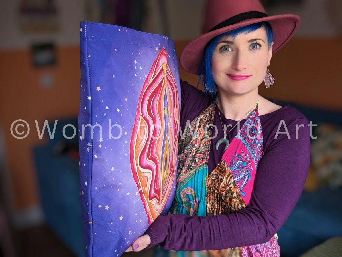 Yoni Art Tote Bag | Tantra | Doula Bag | Womb Healing | Birthkeeper | Midwife Gift | Feminist Art