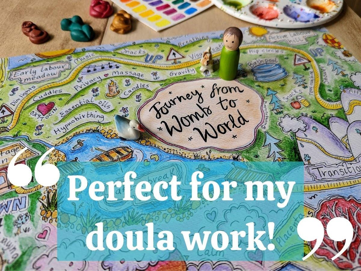 Stages of Birth Journey Map A2 Poster Print: Antenatal Education Art for Doulas and Hypnobirthing