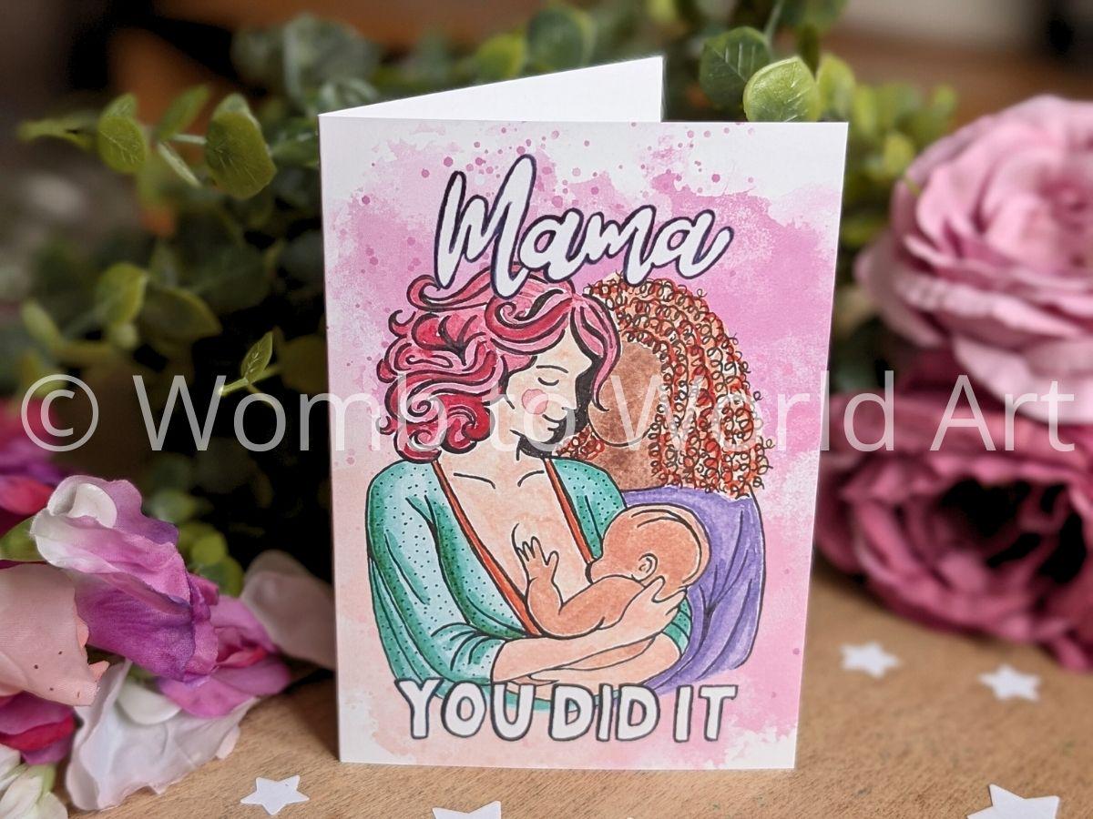 Breastfeeding Congratulations Card: Watercolor Art, New Mom Gift