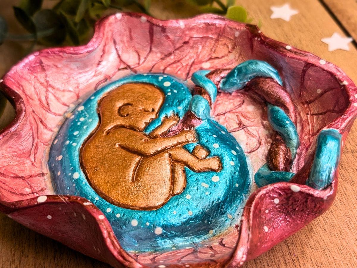 Baby in Placenta Clay Dish | Perfectly-imperfect Pregnancy Sculpture | Air Dry Clay Placenta Art | Womb Art
