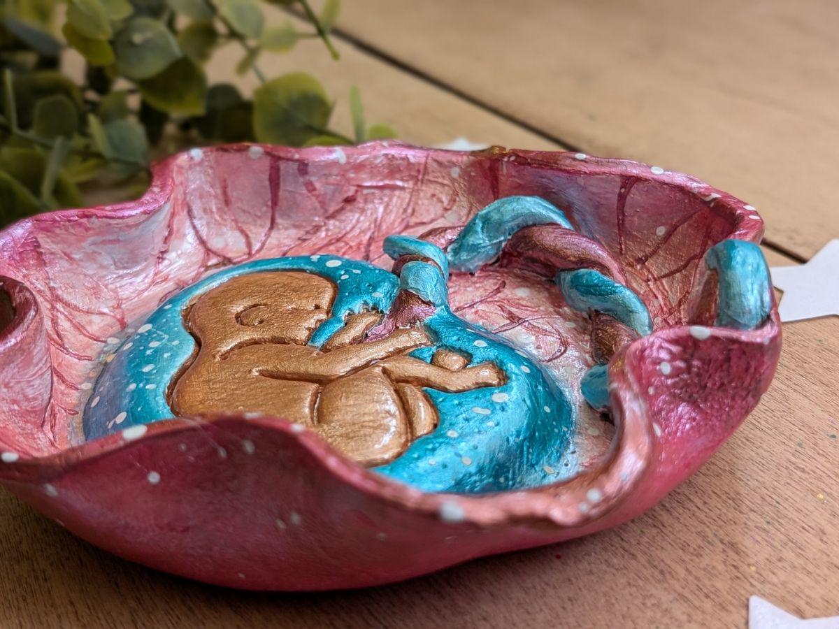 Baby in Placenta Clay Dish | Perfectly-imperfect Pregnancy Sculpture | Air Dry Clay Placenta Art | Womb Art