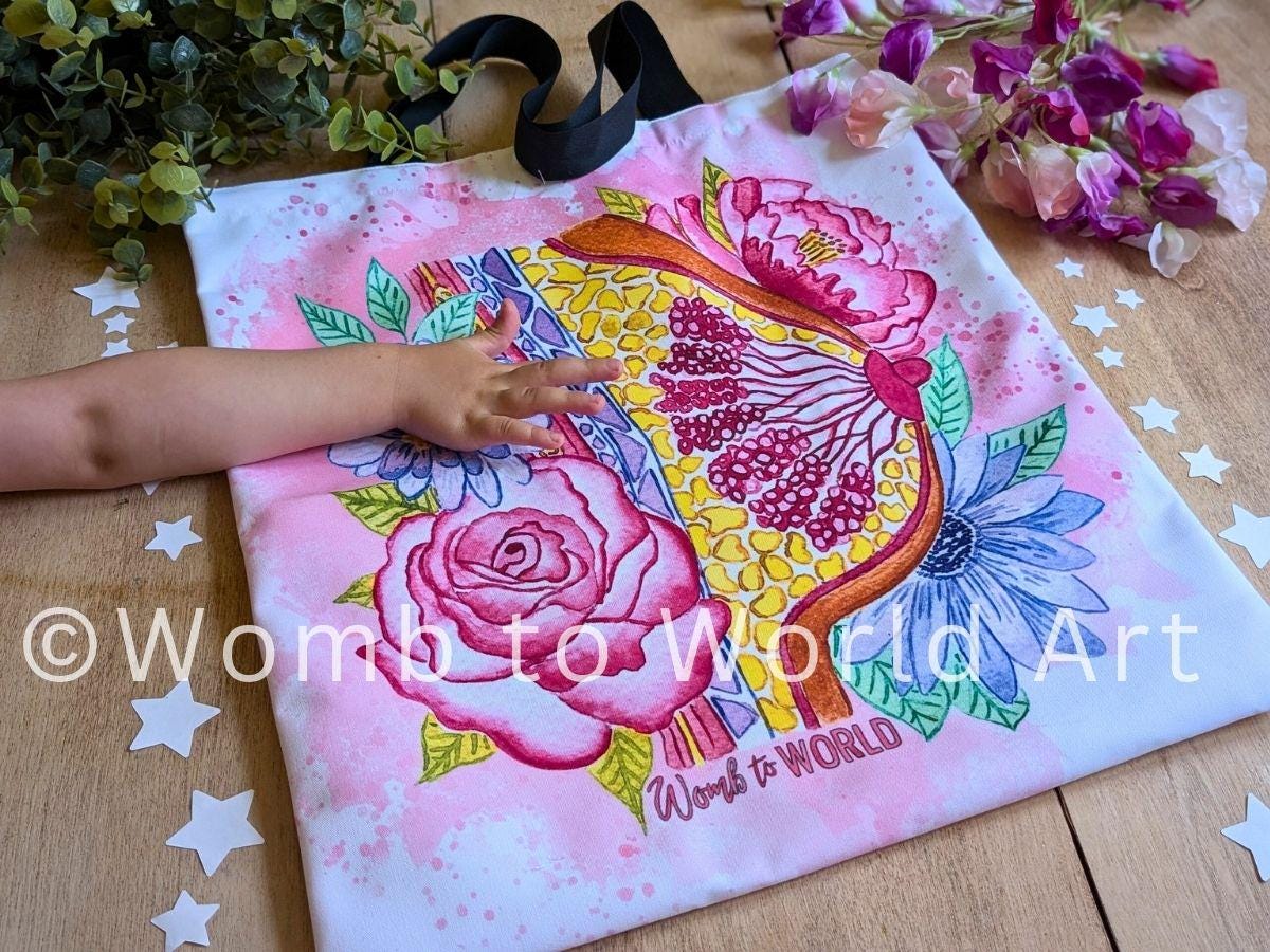 Breastfeeding Tote Bag: Watercolour Breast Anatomy, Doula Gift