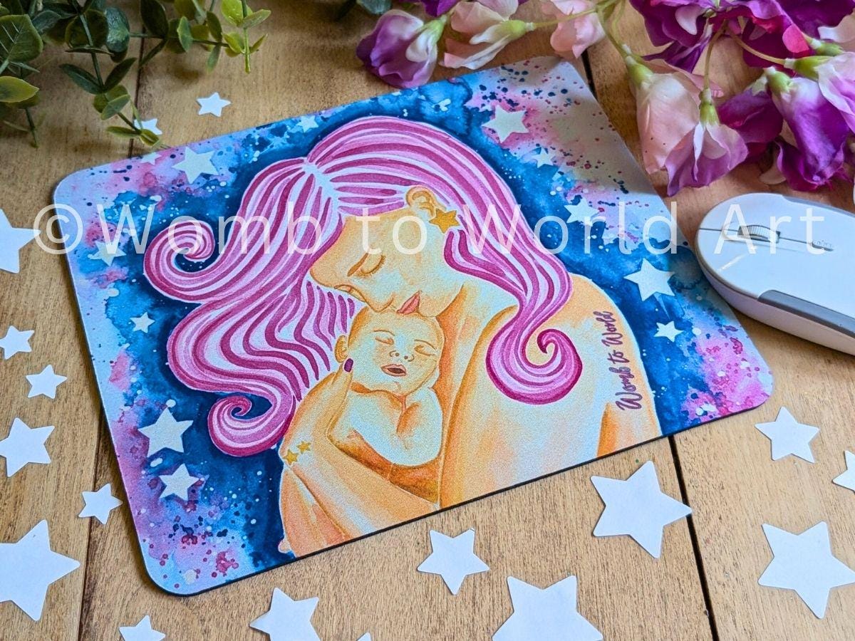 Mother and Baby Art Mouse Mat Desk Pad | Midwife Gift Ideas | Motherhood Painting | Skin-to-skin | Student Midwife | Postnatal Doula