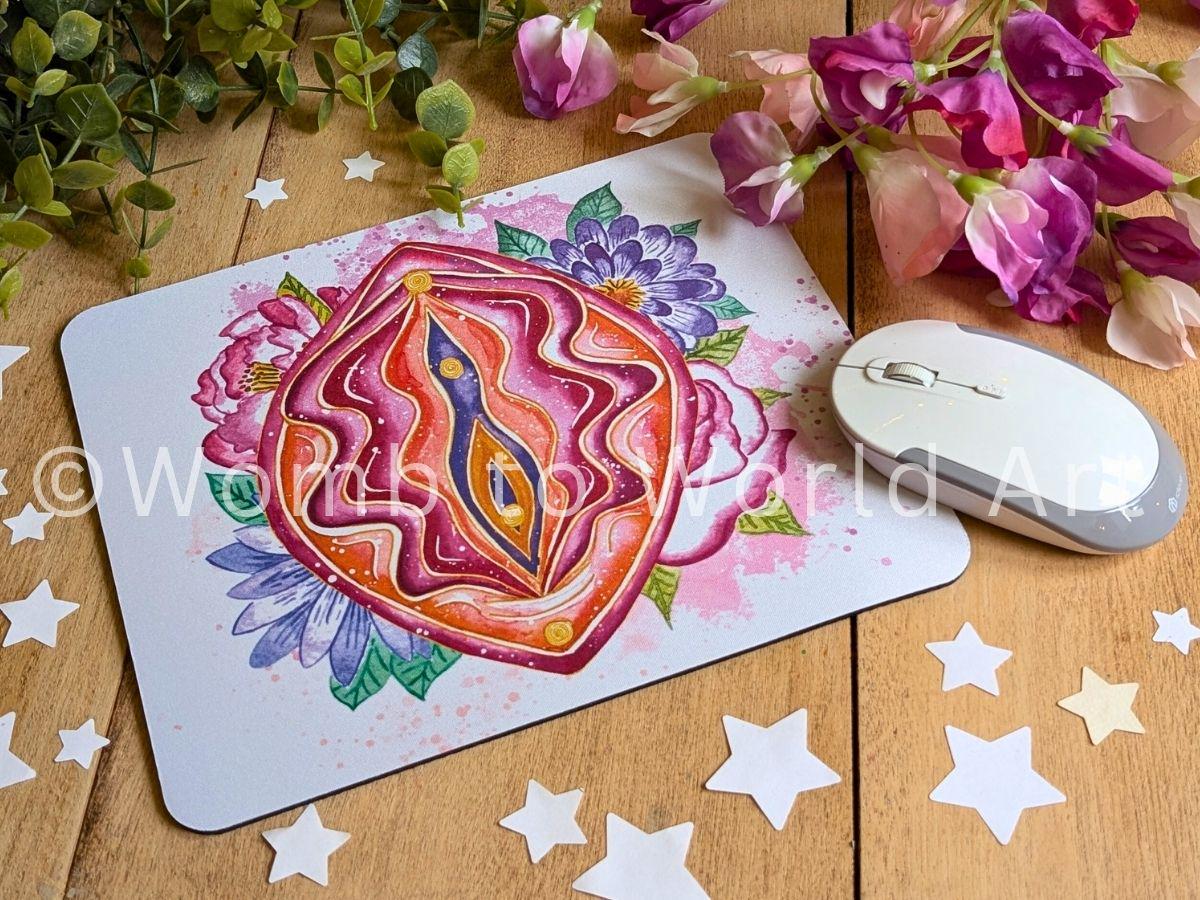 Yoni Art Mouse Mat | Midwife Desk Pad | Student Midwife Study Space | Womb Healer | Midwifery Gift | Vulva Art Birthkeeper