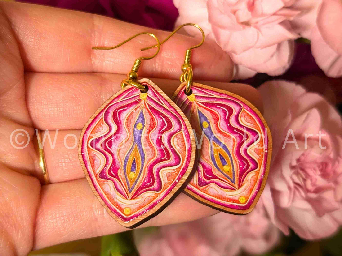 Yoni Art Earrings | Vulva Art | Womb Healing | Tantra | Divine Feminine | Midwife Earrings | Birthkeeper