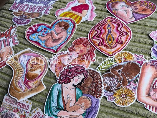 Baby in the Womb Sticker 10cm | Midwife Stickers | Doula Thank You | Womb to World | Postnatal Doula | Student Midwife Laptop Decals