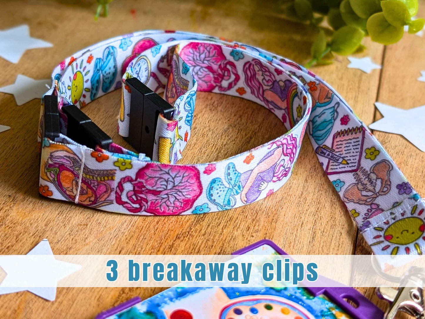 Midwifery Lanyard with 3 Safety Breakaway Clips